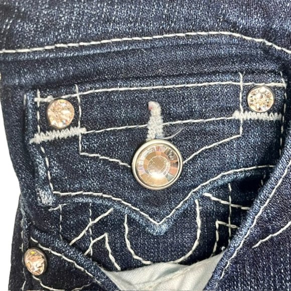 True Religion Slim Straight Flap Pocket Jeans w/Swarovski Crystals - 31 - Picture 8 of 12